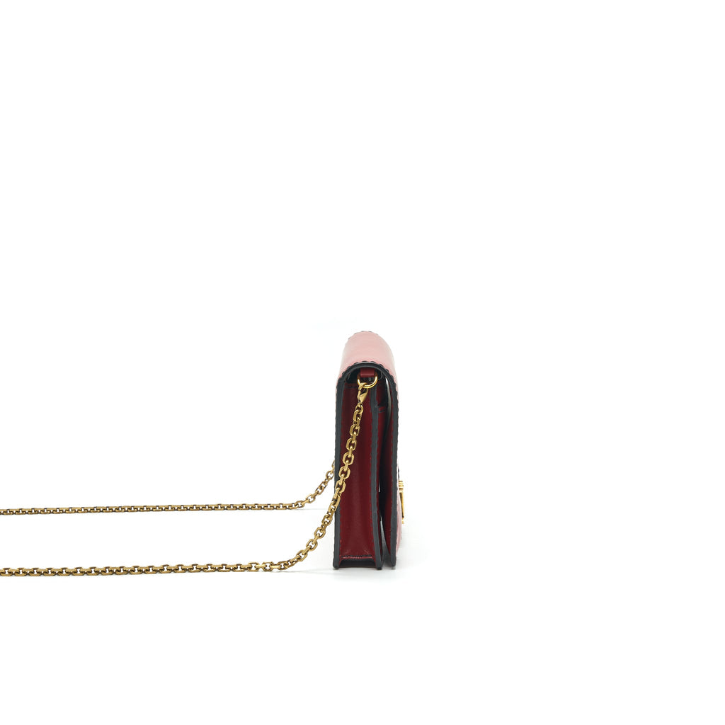 DIOR J'ADIOR WALLET ON CHAIN DARK RED GHW