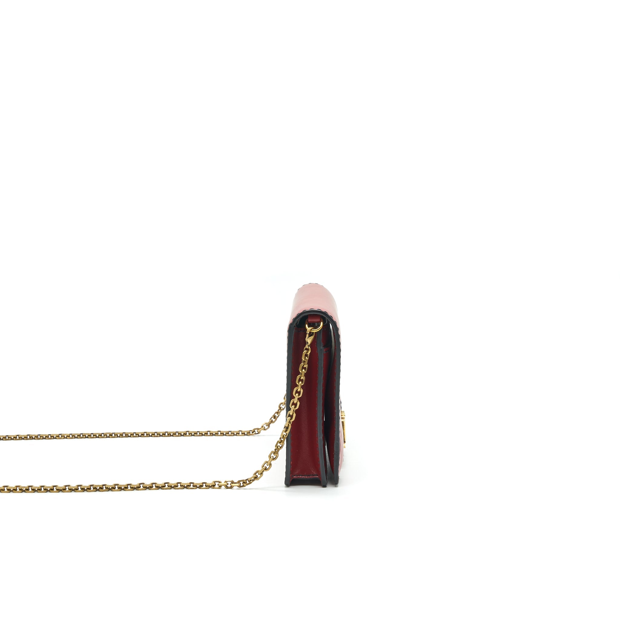DIOR J'ADIOR WALLET ON CHAIN DARK RED GHW