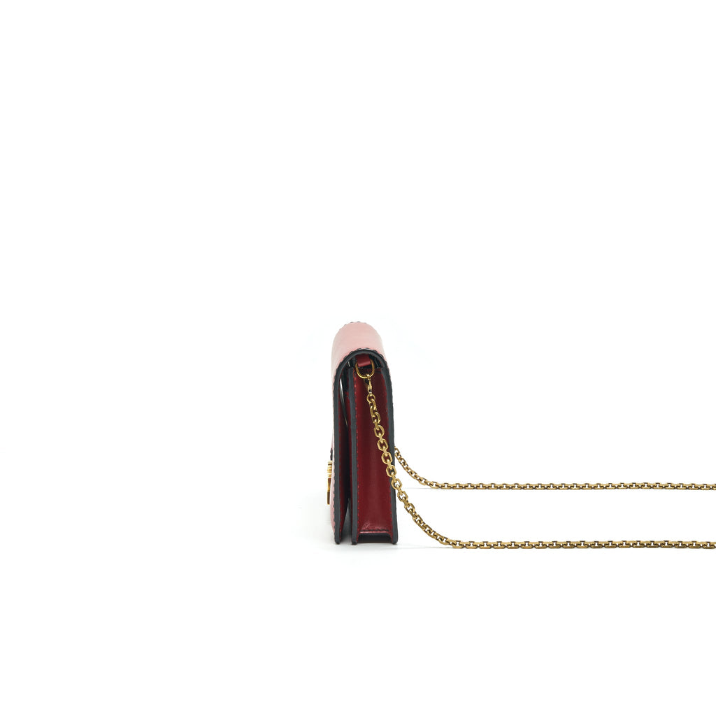 DIOR J'ADIOR WALLET ON CHAIN DARK RED GHW