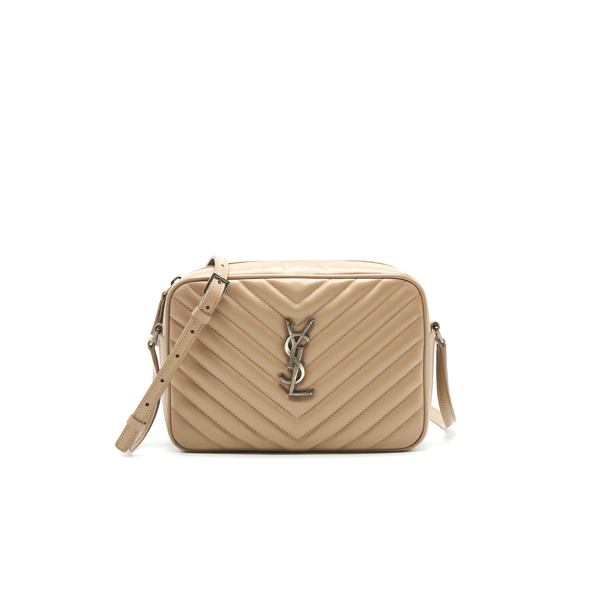 SAINT LAURENT LOU CAMERA LEATHER CROSSBODY BAG BEIGE