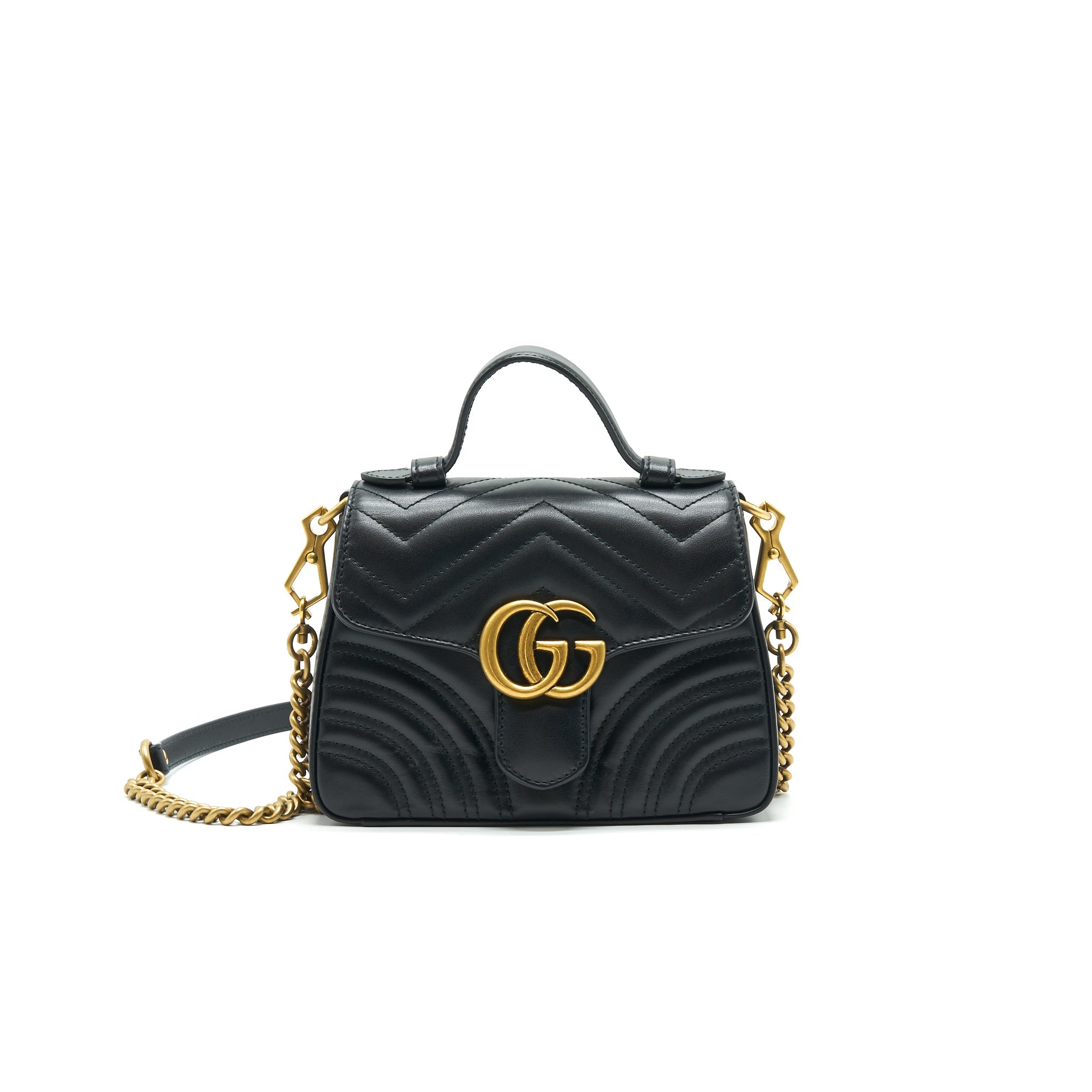 GUCCI GG MARMONT MINI TOP HANDLE BAG BLACK