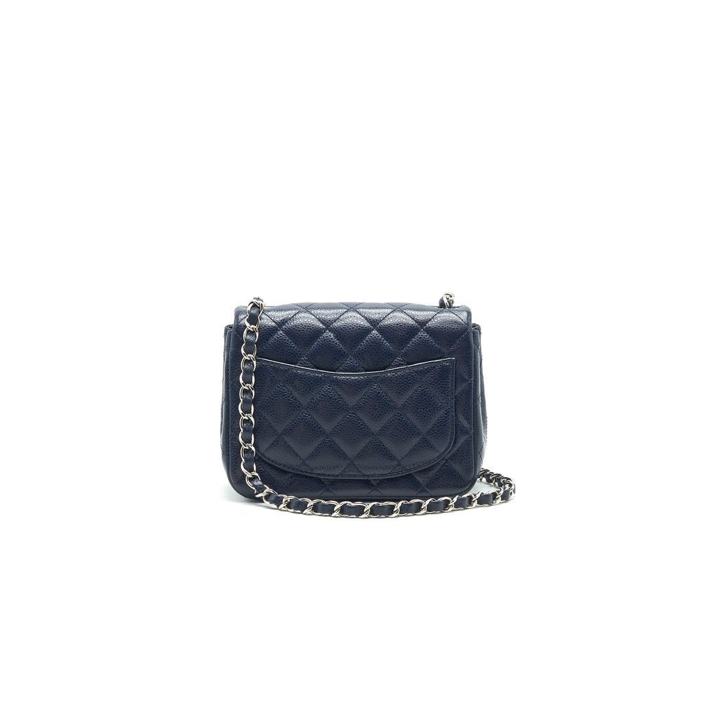 CHANEL MINI SQUARE CAVIAR NAVY SHW SERIAL 18