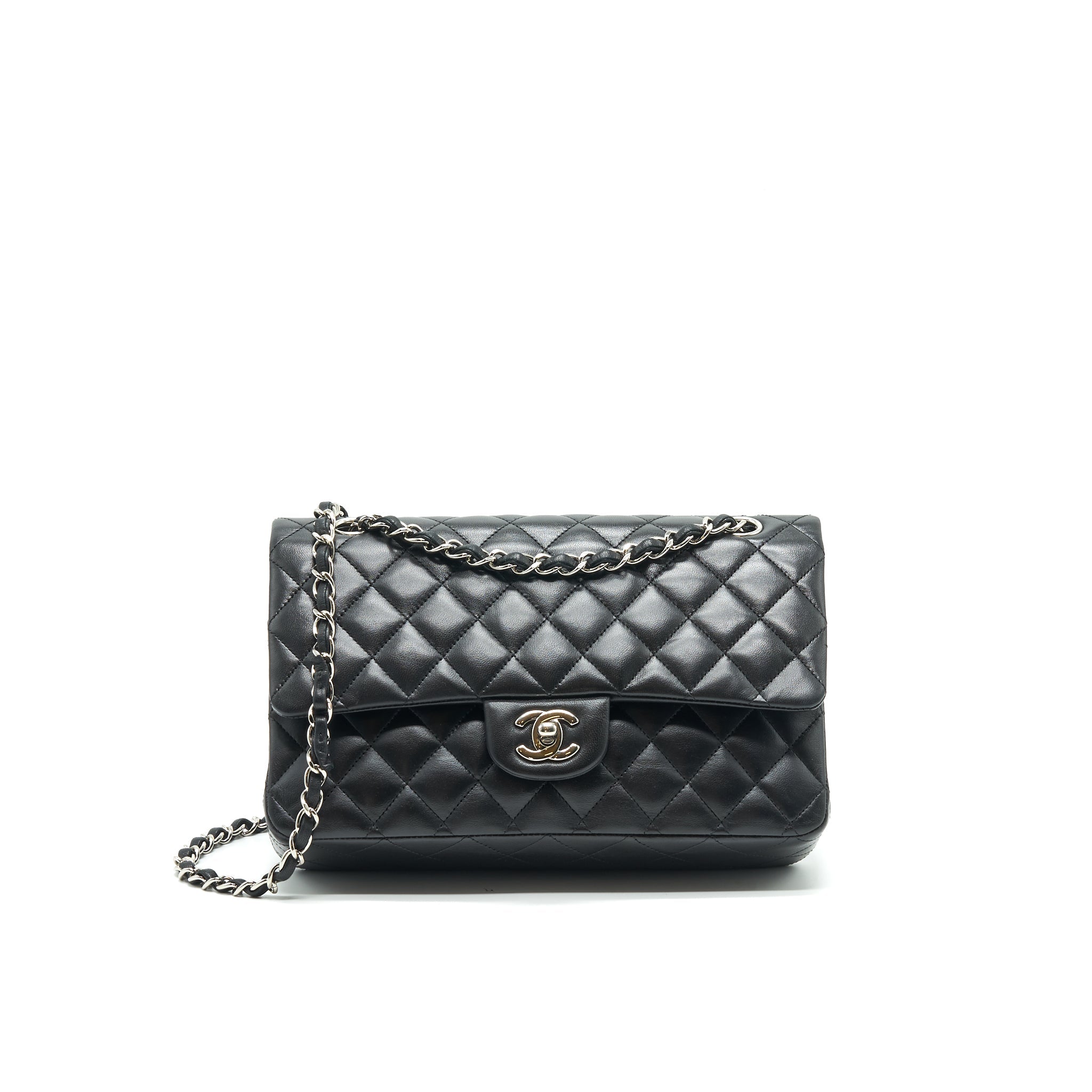 CHANEL CLASSIC DOUBLE FLAP LAMBSKIN BLACK SHW SERIAL 13