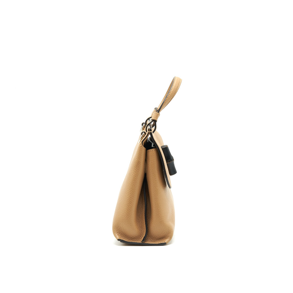 GUCCI BAMBOO DAILY LEATHER TOP HANDLE BAG BEIGE