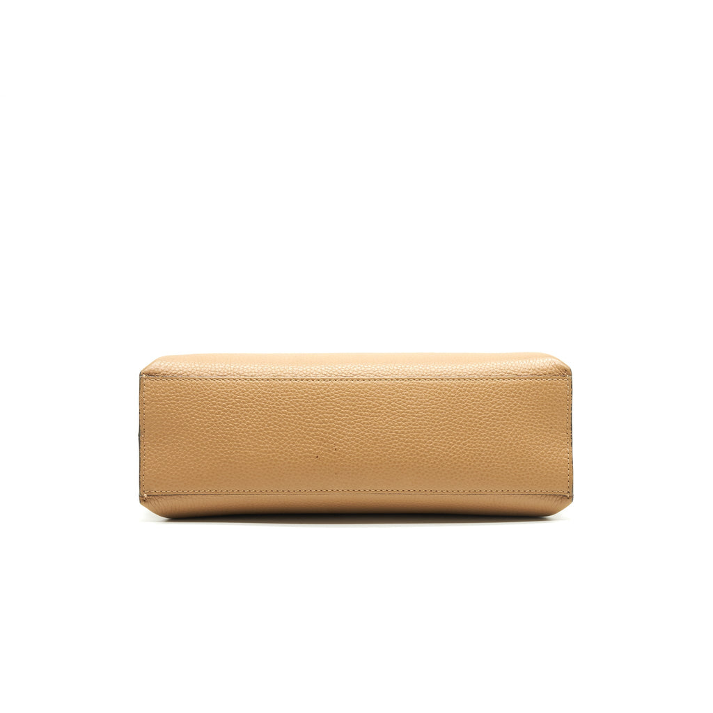 GUCCI BAMBOO DAILY LEATHER TOP HANDLE BAG BEIGE