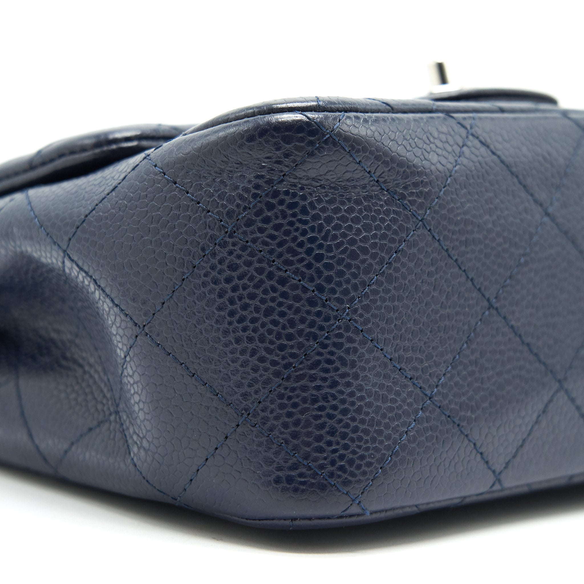 CHANEL MINI SQUARE CAVIAR NAVY SHW SERIAL 18