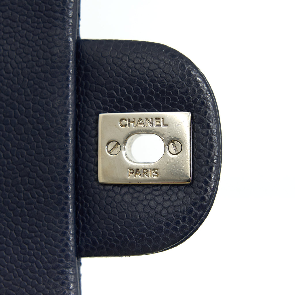 CHANEL MINI SQUARE CAVIAR NAVY SHW SERIAL 18