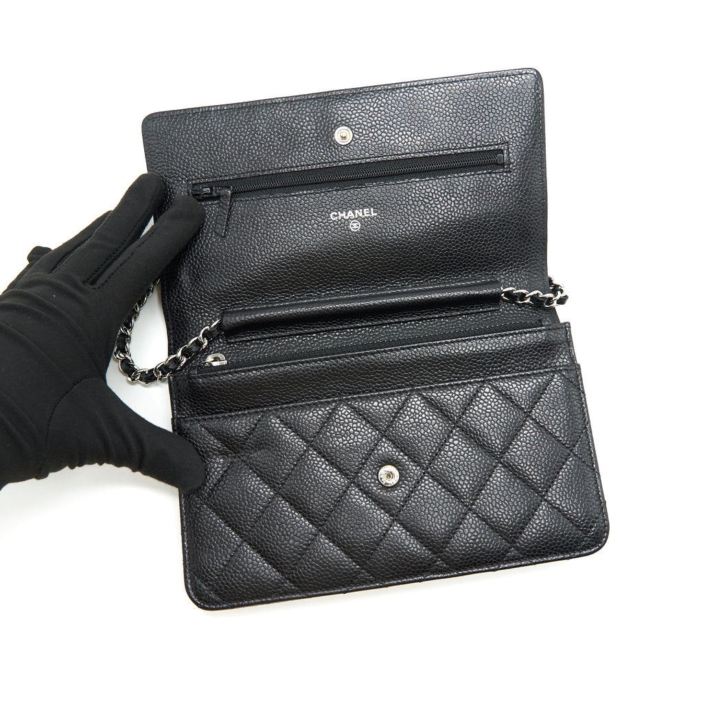 CHANEL CAVIAR WALLET ON CHAIN BLACK SHW