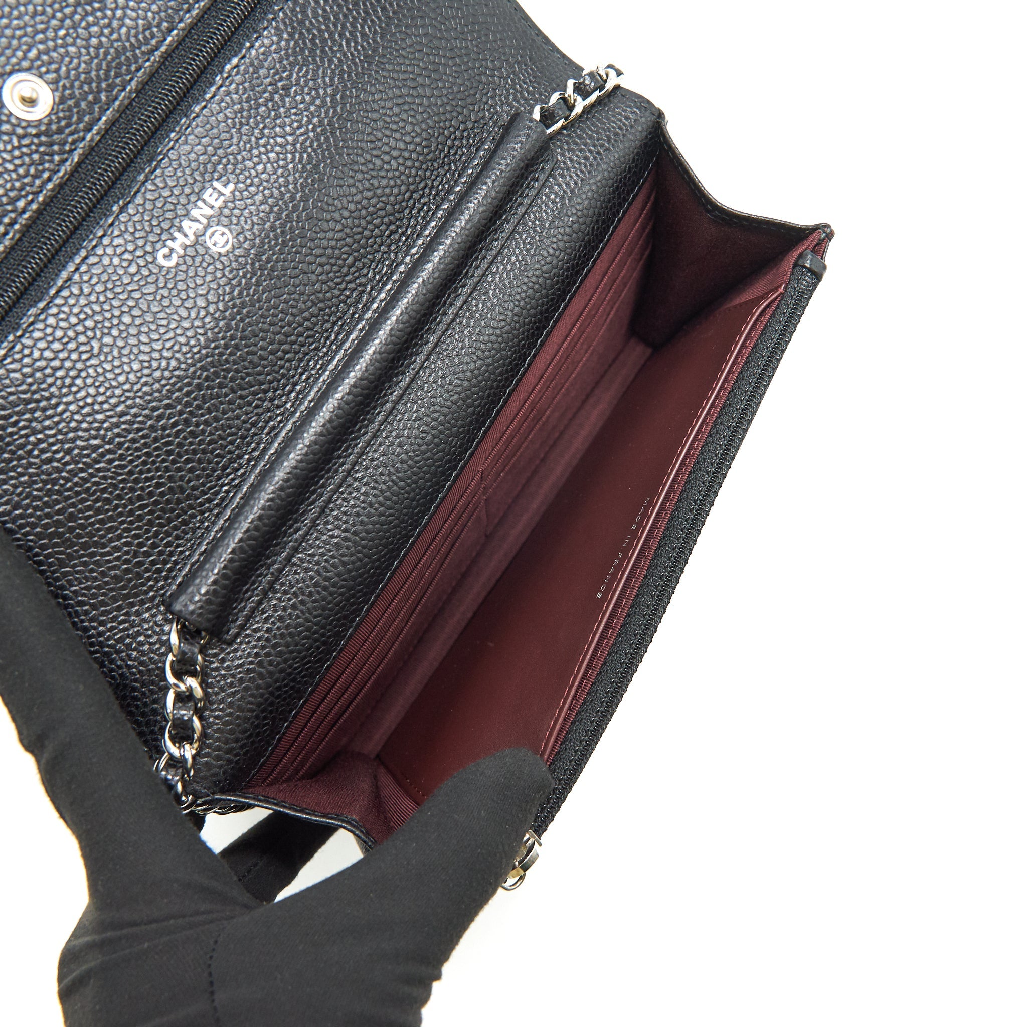 CHANEL CAVIAR WALLET ON CHAIN BLACK SHW
