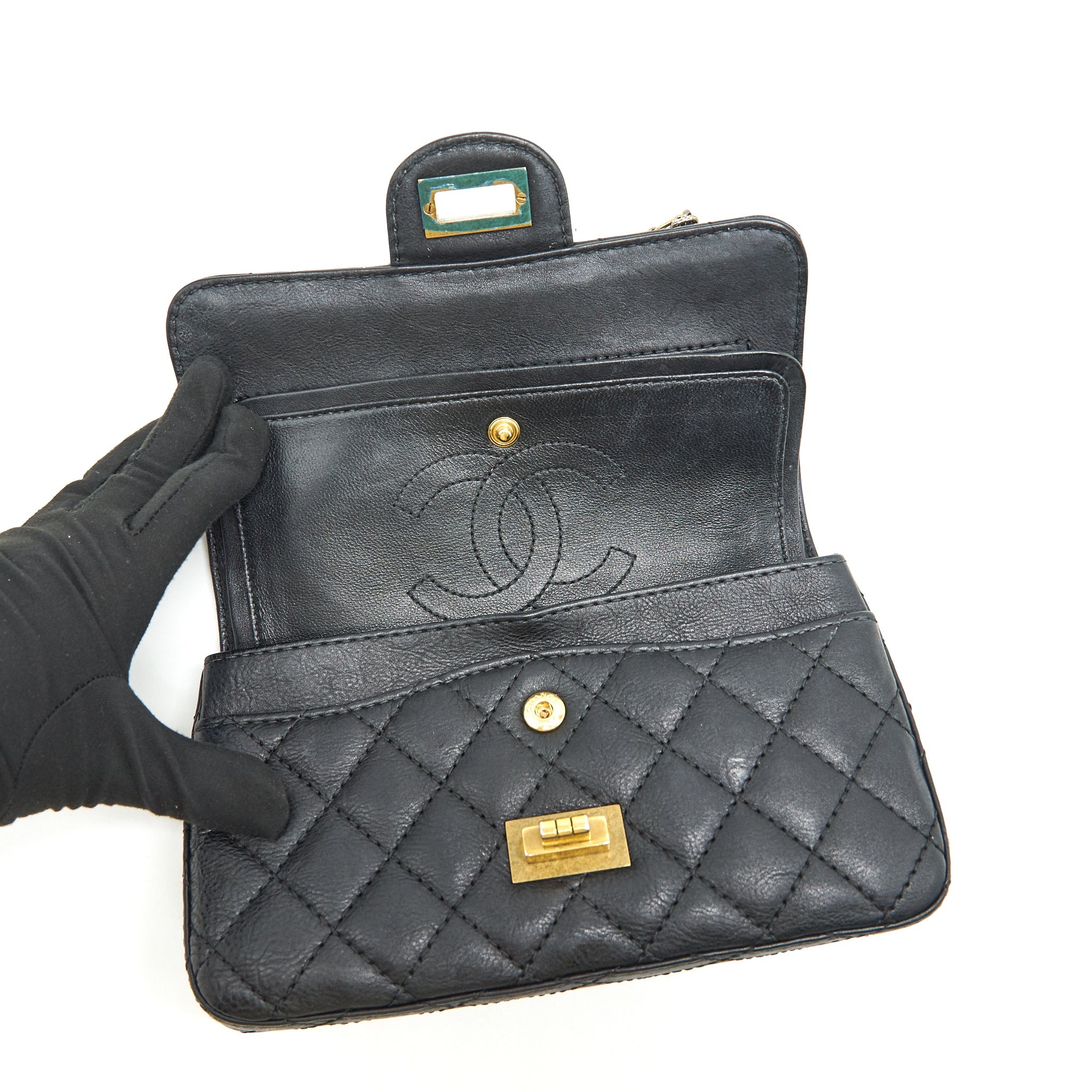 CHANEL SMALL 2.55 HANDBAG BLACK GHW SERIAL 23