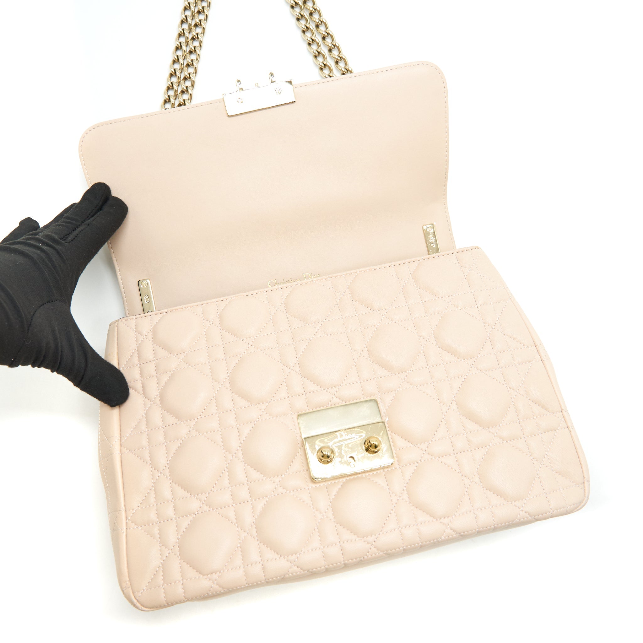 DIOR MISS DIOR MEDIUM FLAP BAG LIGHT PINK WITH LGHW
