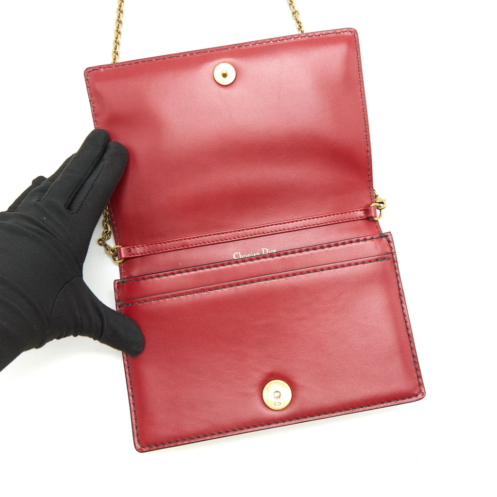 DIOR J'ADIOR WALLET ON CHAIN DARK RED GHW