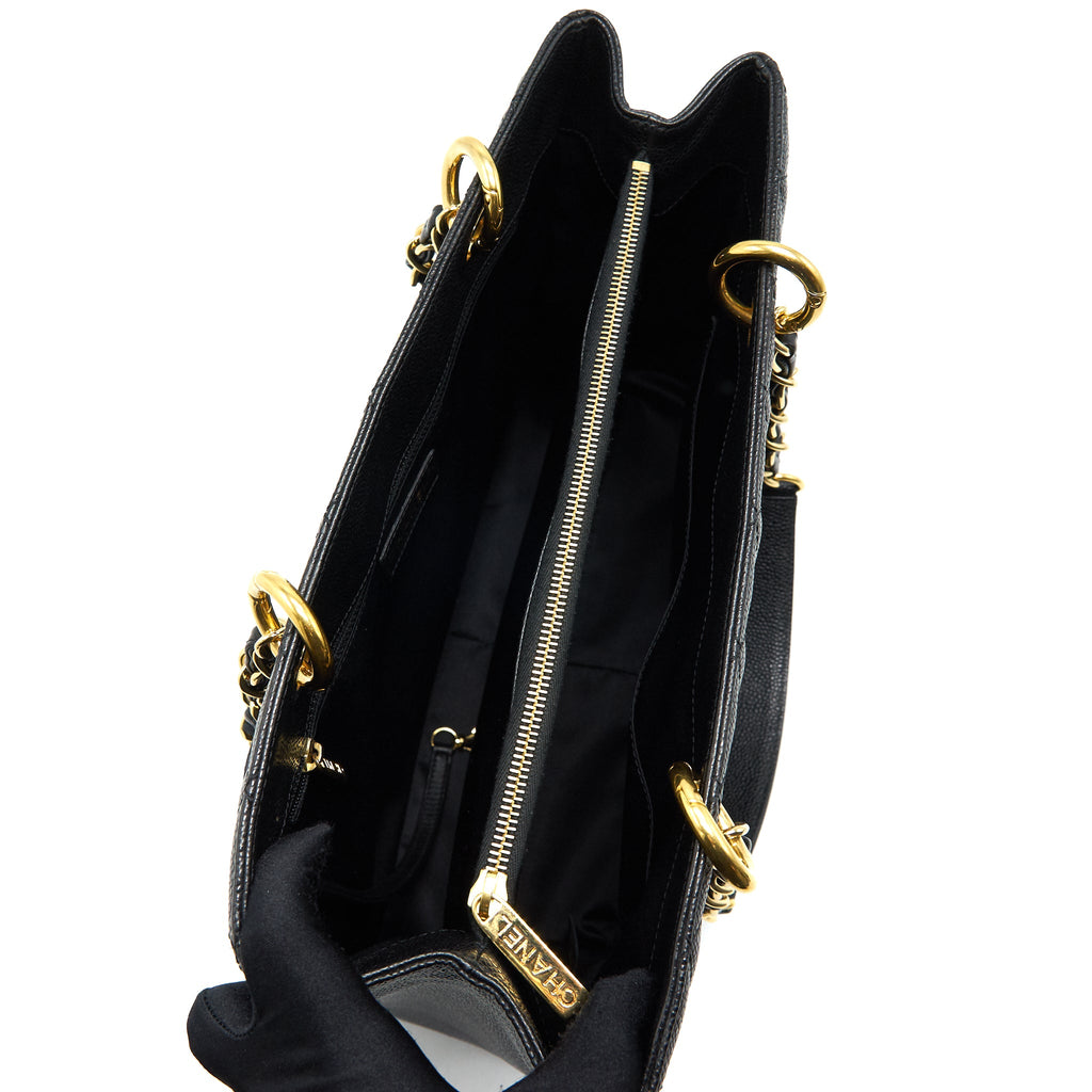 CHANEL GRAND SHOPPING TOTE BAG CAVIAR BLACK GHW