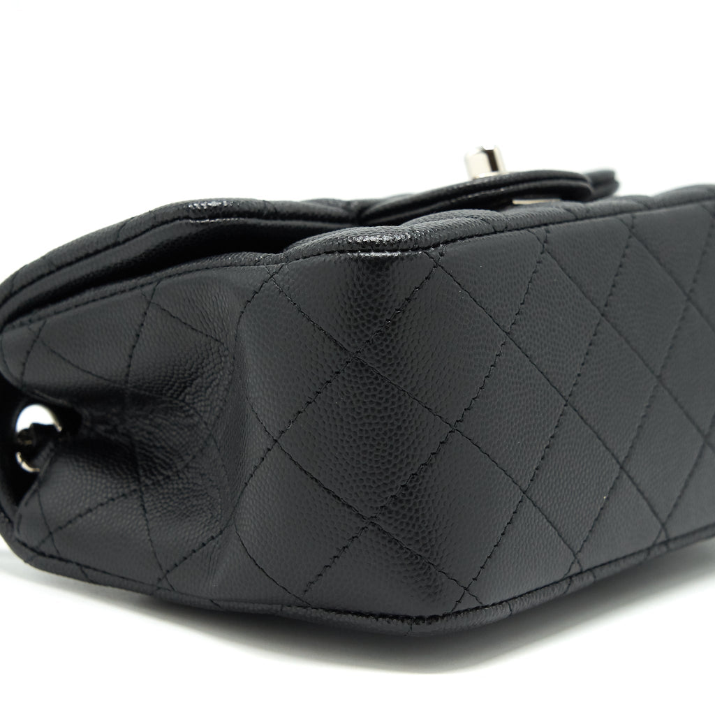 CHANEL MINI SQUARE FLAP BAG CAVIAR BLACK SHW