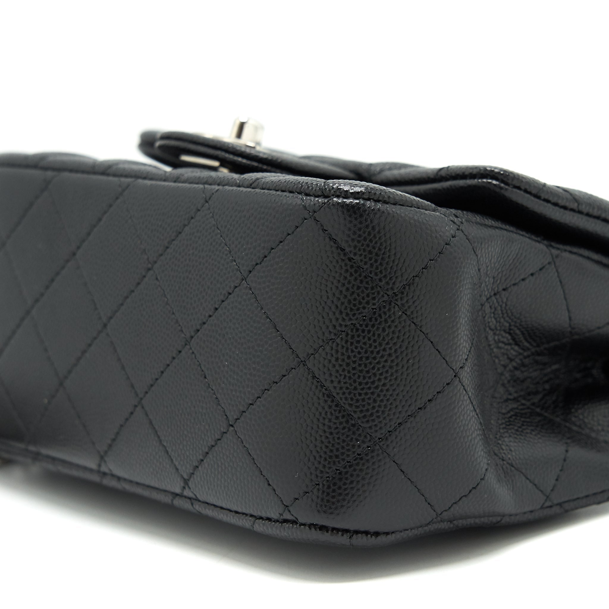 CHANEL MINI SQUARE FLAP BAG CAVIAR BLACK SHW