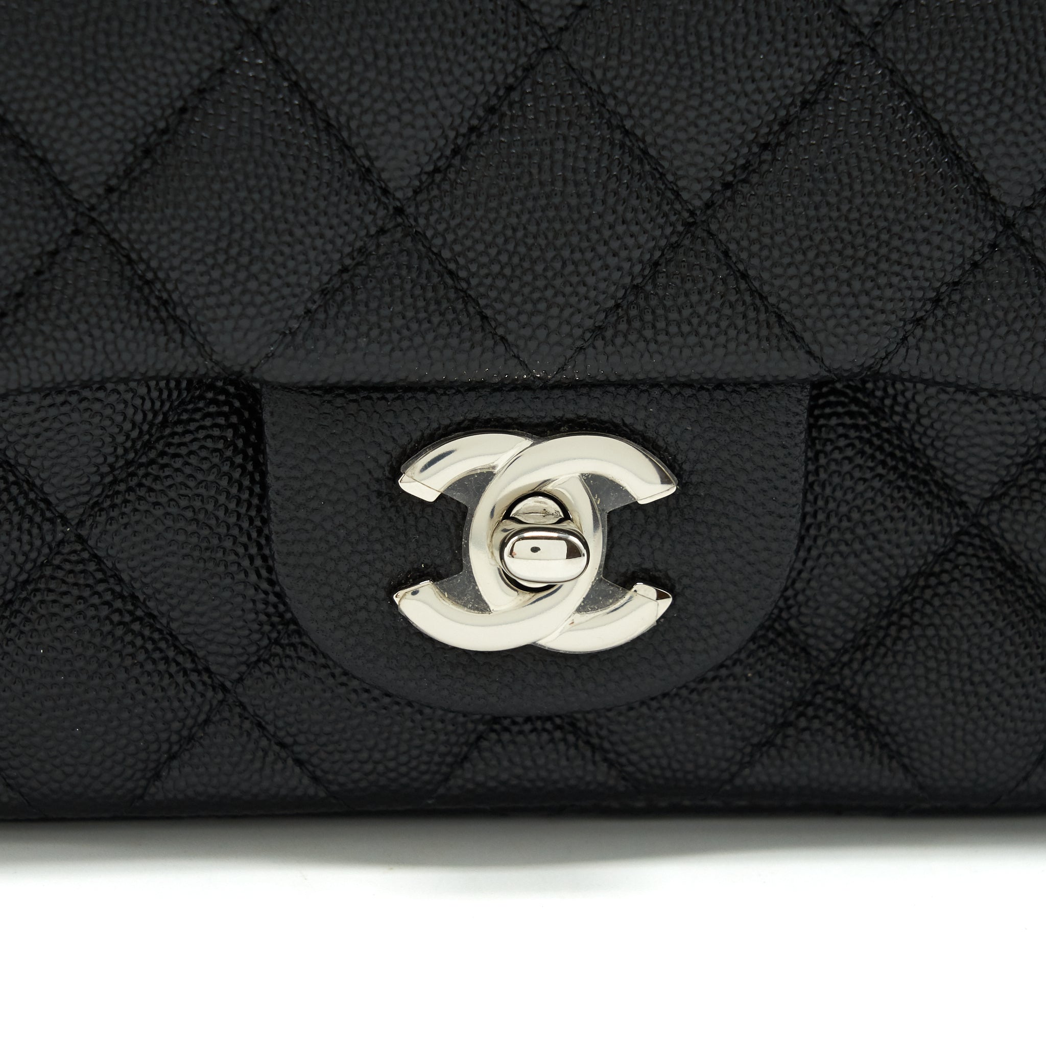 CHANEL MINI SQUARE FLAP BAG CAVIAR BLACK SHW