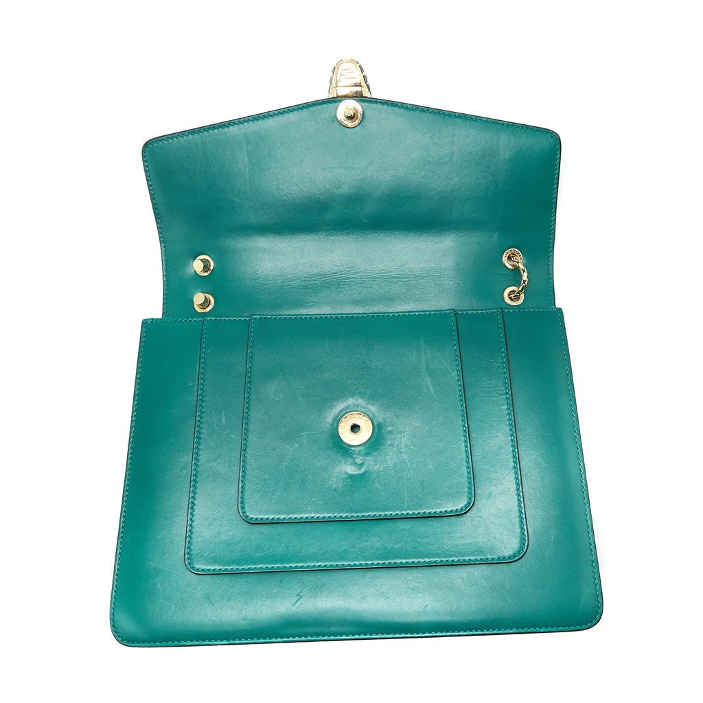 BVLGARI SERPENTI FLAP SHOULDER BAG GREEN