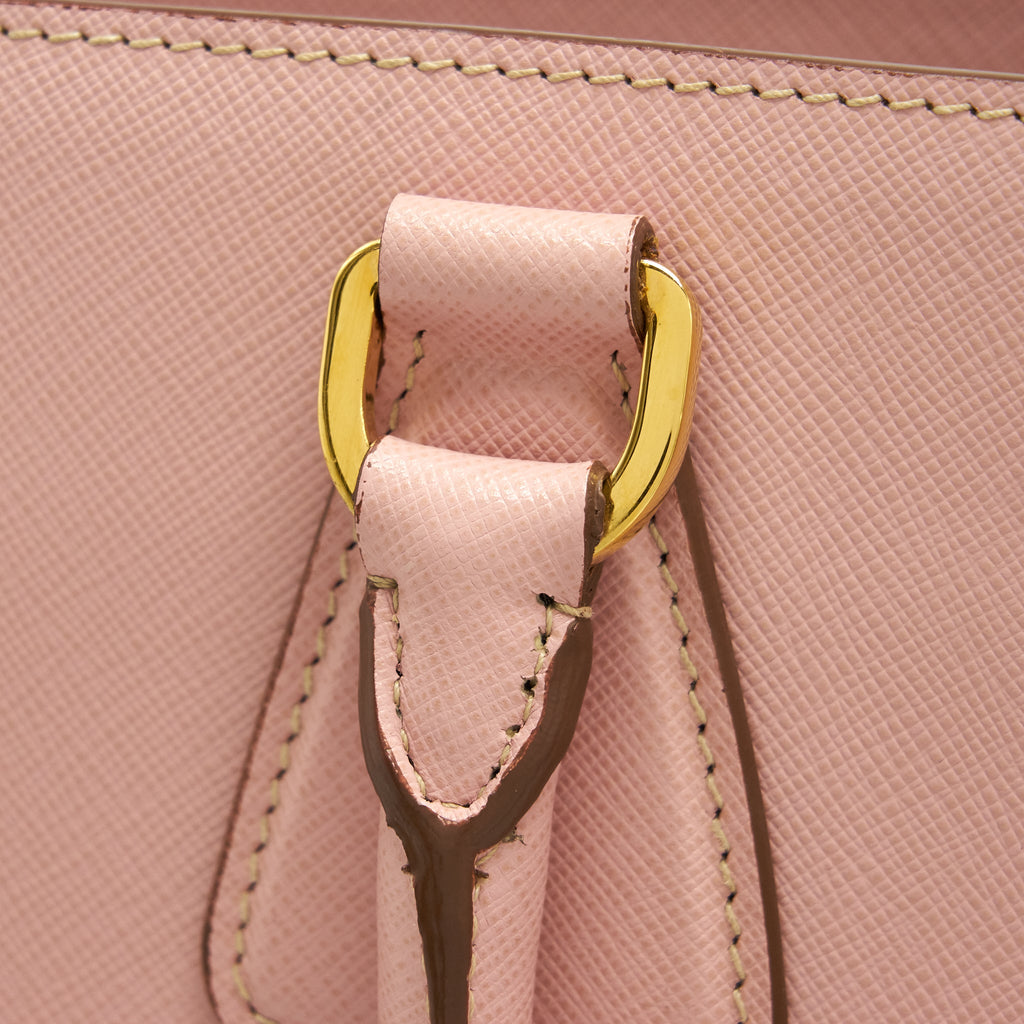 PRADA TOP HANDLE SAFFIANO TOTE BAG CALFSKIN PINK/ WHITE GHW