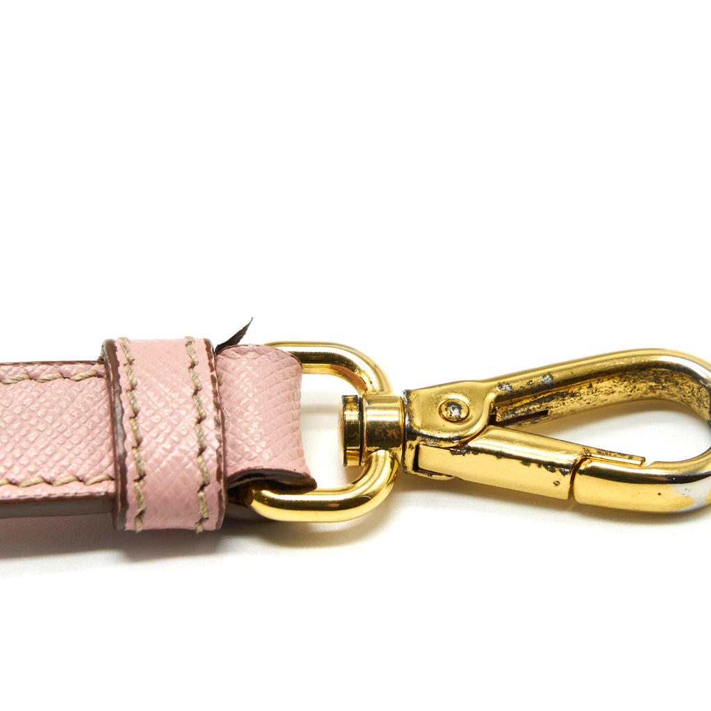 PRADA TOP HANDLE SAFFIANO TOTE BAG CALFSKIN PINK/ WHITE GHW