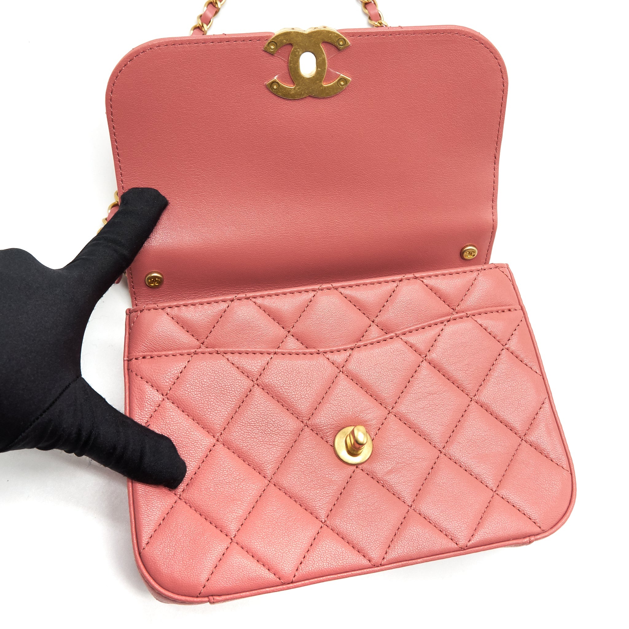 CHANEL TOP HANDLE METIS BAG LAMBSKIN PINK BRUSHED GHW