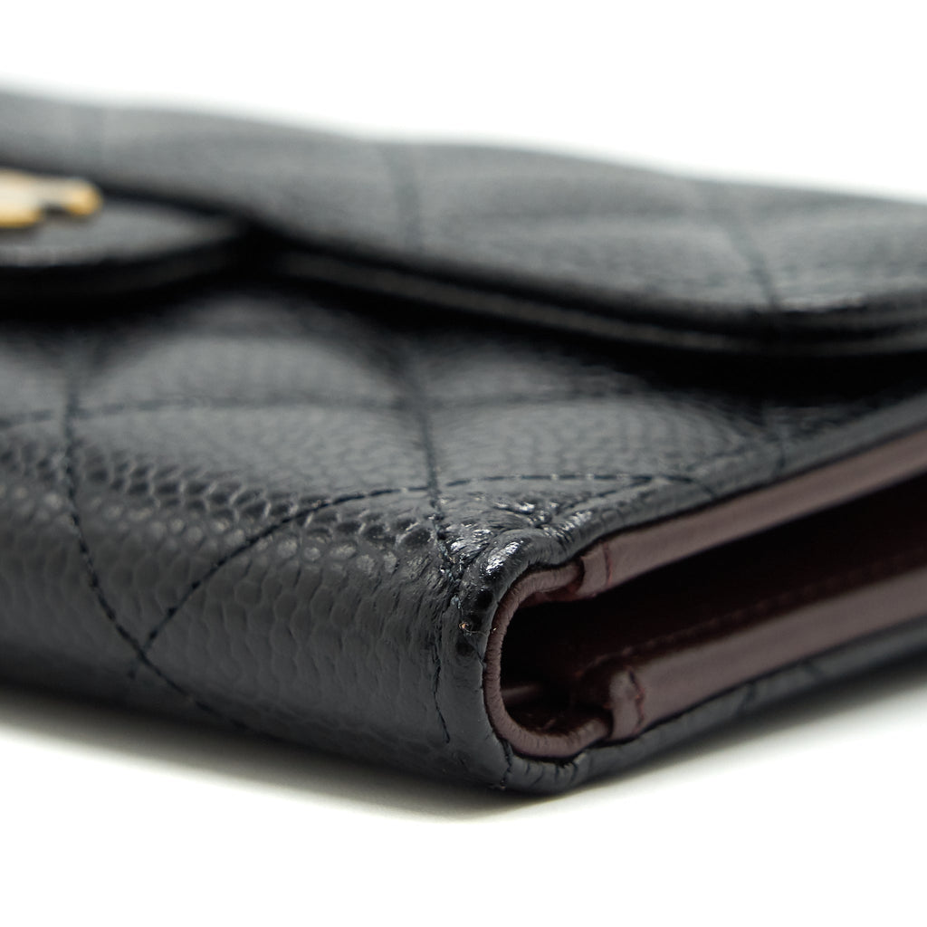 CHANEL CLASSIC FLAP WALLET CAVIAR BLACK GHW