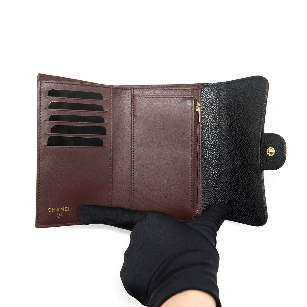 CHANEL CLASSIC FLAP WALLET CAVIAR BLACK GHW