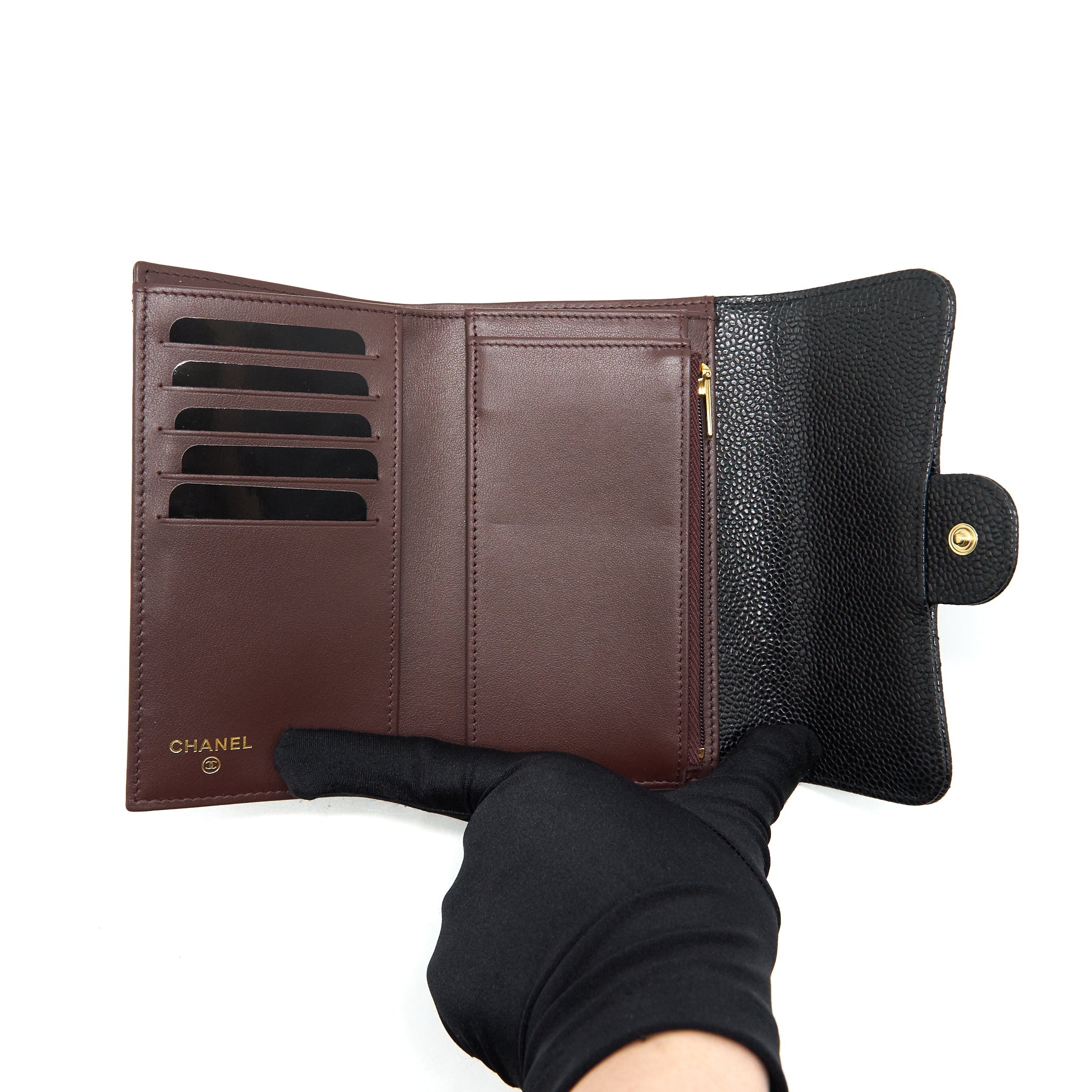 CHANEL CLASSIC FLAP WALLET CAVIAR BLACK GHW