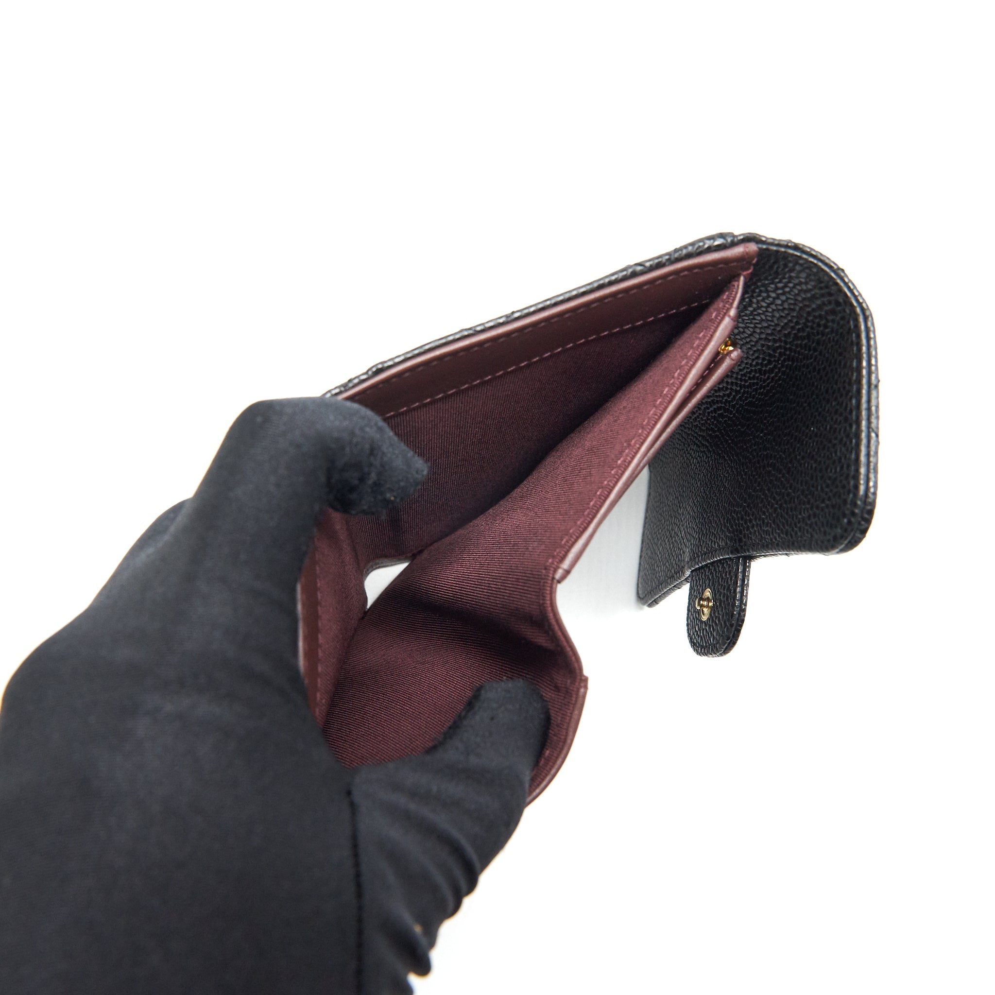 CHANEL CLASSIC FLAP WALLET CAVIAR BLACK GHW