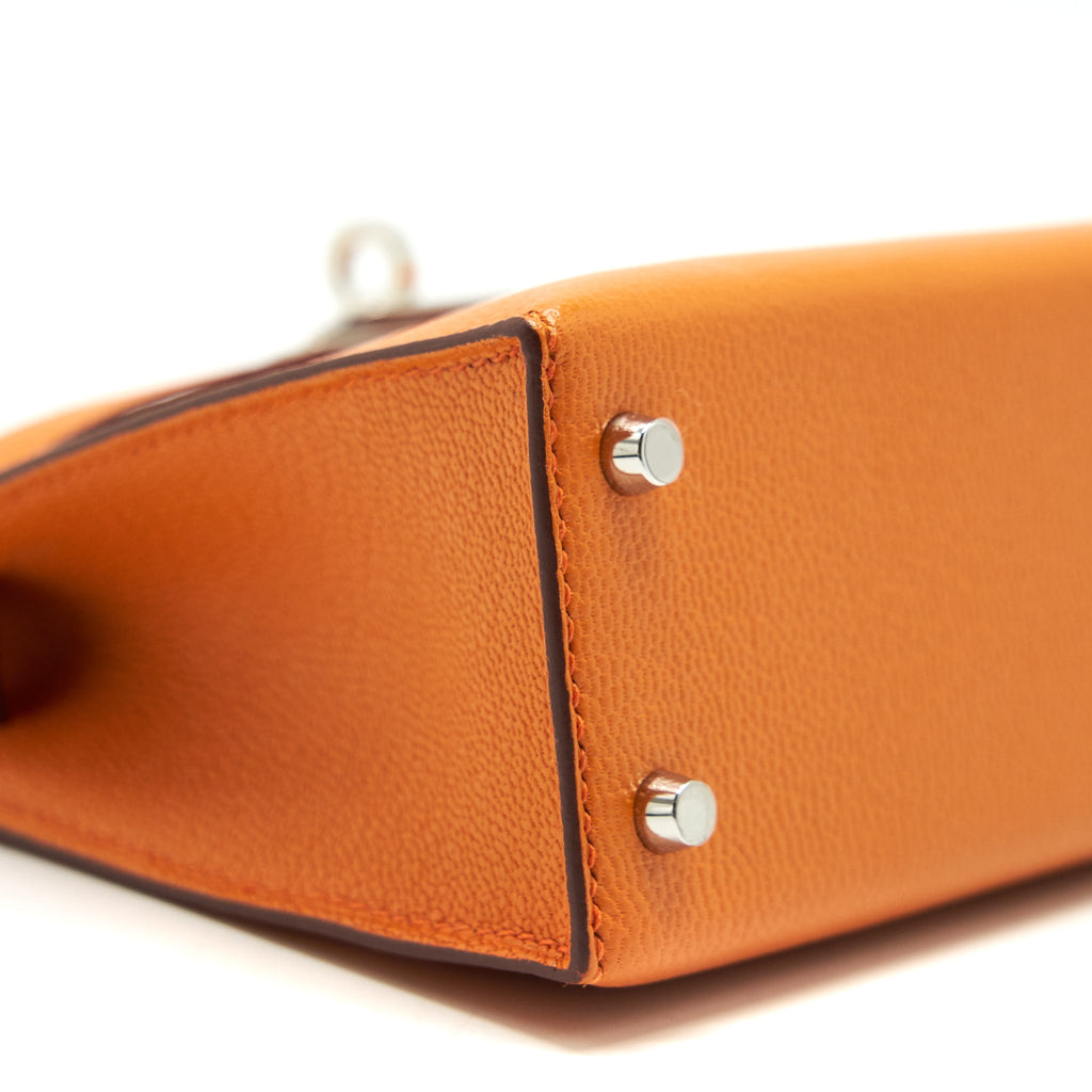 HERMES MINI KELLY Ⅱ VERSO CHEVRE MYSORE SANGUINE / ORANGE SHW