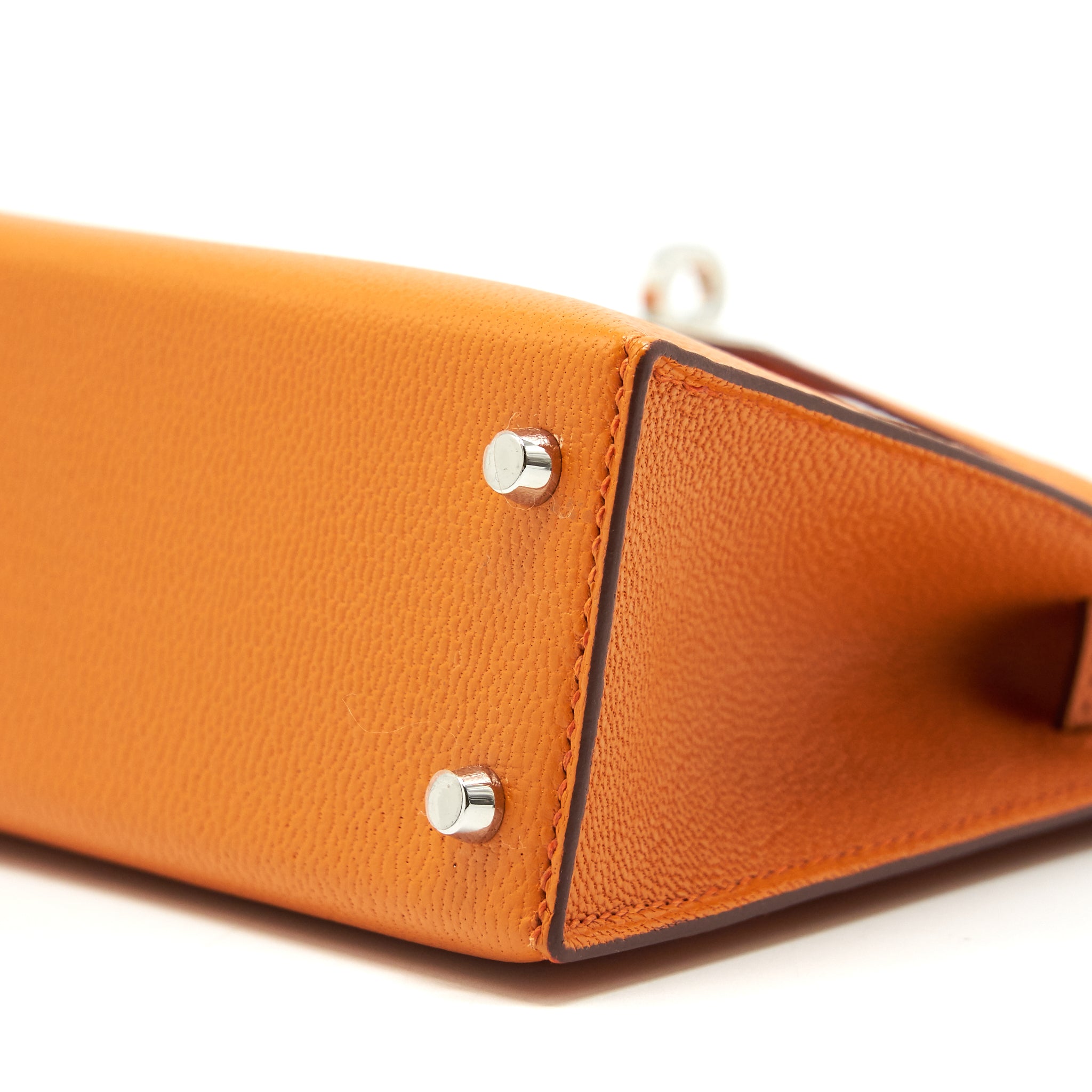 HERMES MINI KELLY Ⅱ VERSO CHEVRE MYSORE SANGUINE / ORANGE SHW
