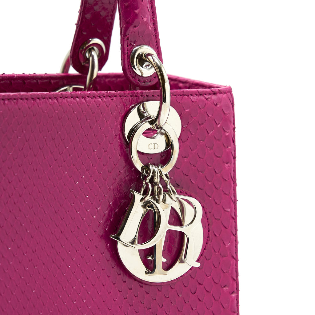 DIOR MEDIUM LADY DIOR BAG PYTHON DARK PINK SHW