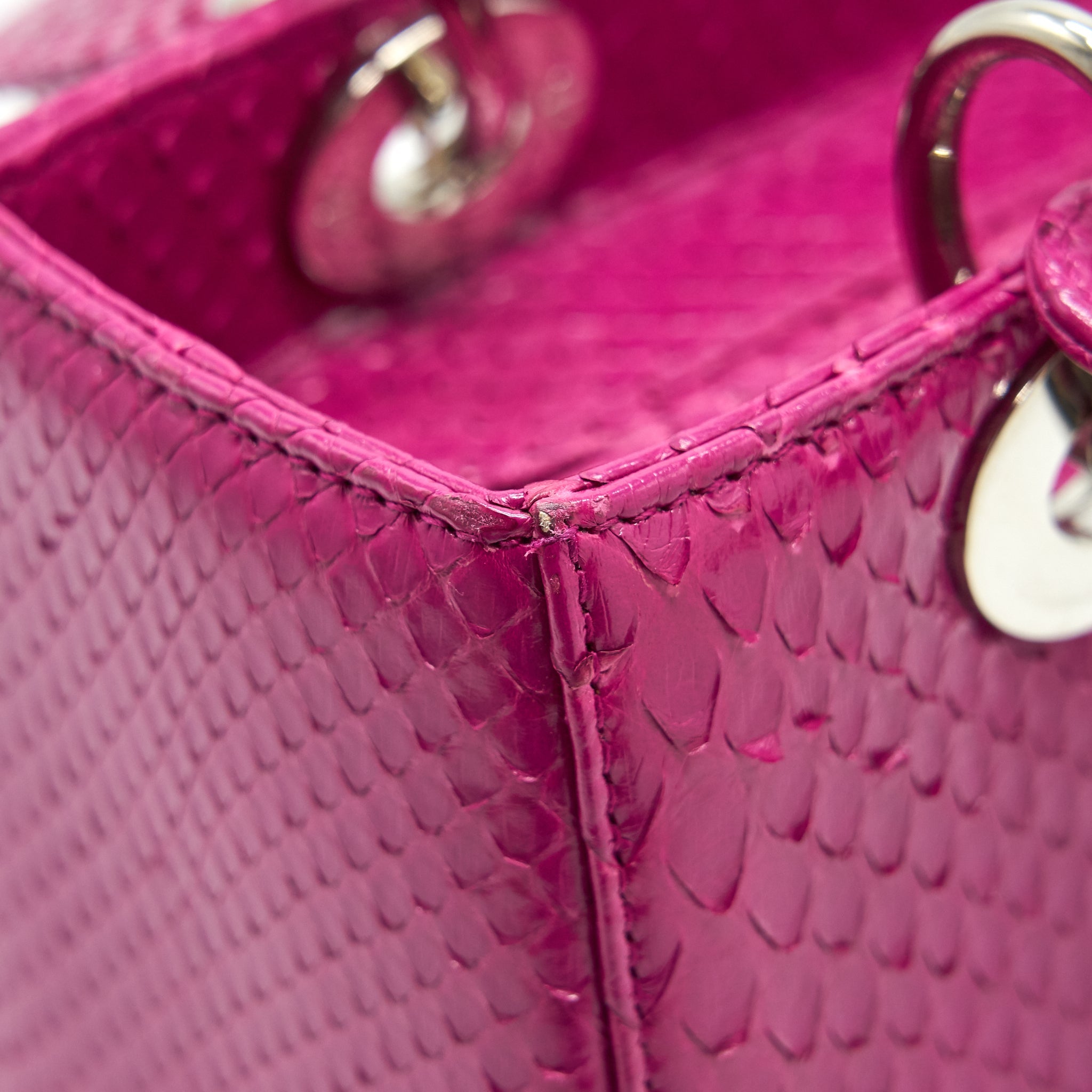 DIOR MEDIUM LADY DIOR BAG PYTHON DARK PINK SHW