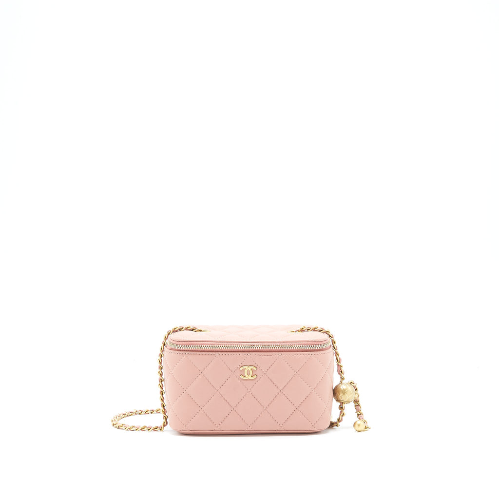 CHANEL 21B PEARL CRUSH LONG VANITY WITH CHAIN DARK PINK GHW