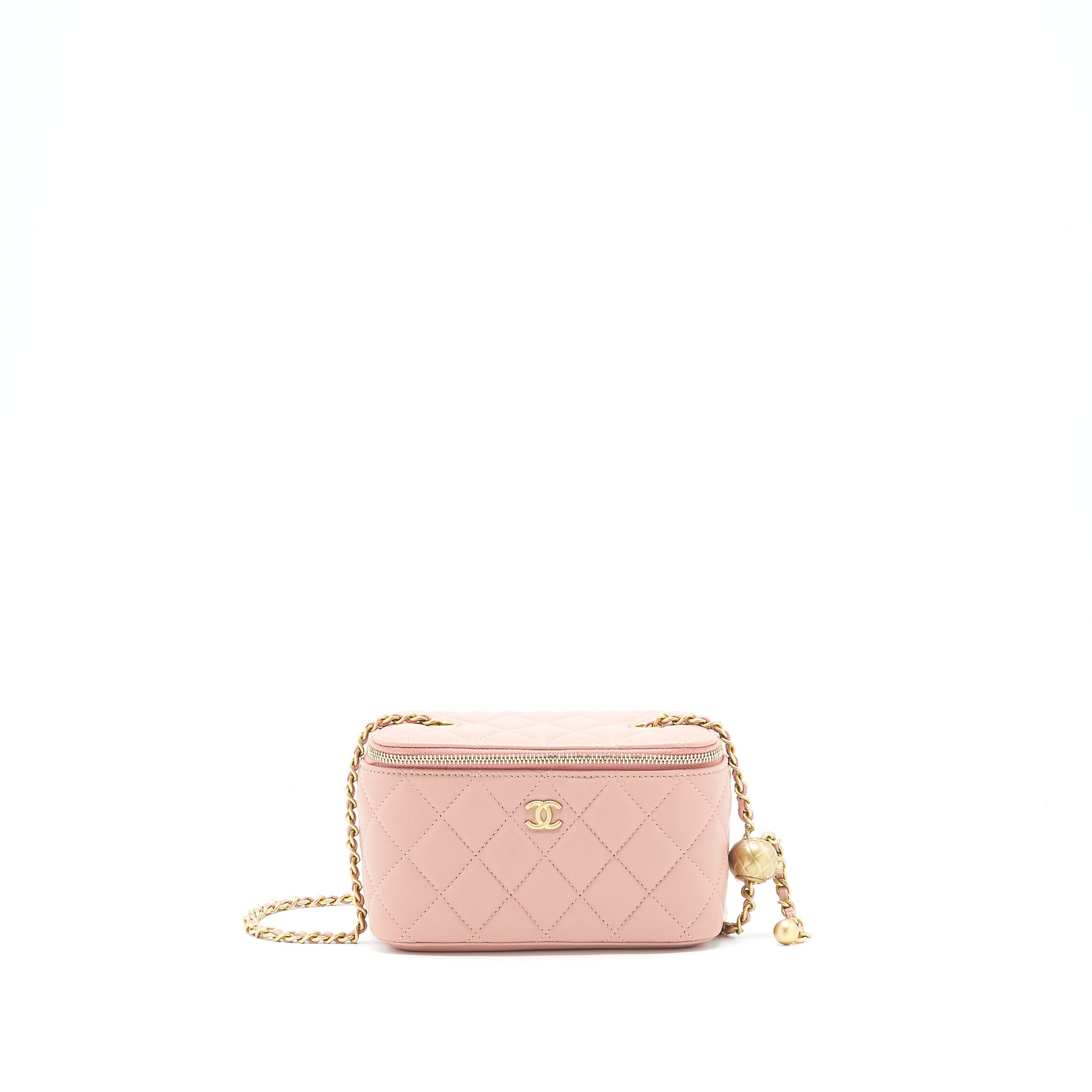 CHANEL 21B PEARL CRUSH LONG VANITY WITH CHAIN DARK PINK GHW