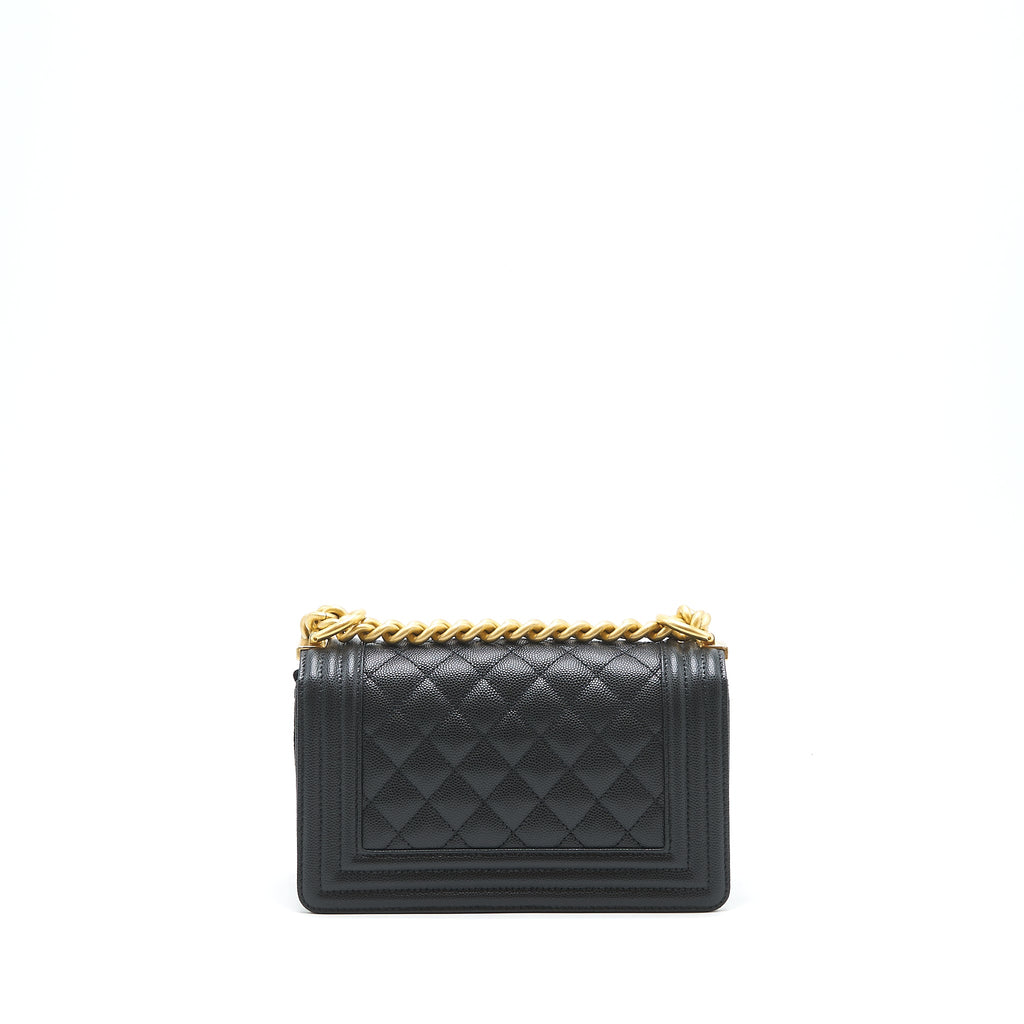 CHANEL SMALL BOY BAG CAVIAR BLACK GHW (MICROCHIP)