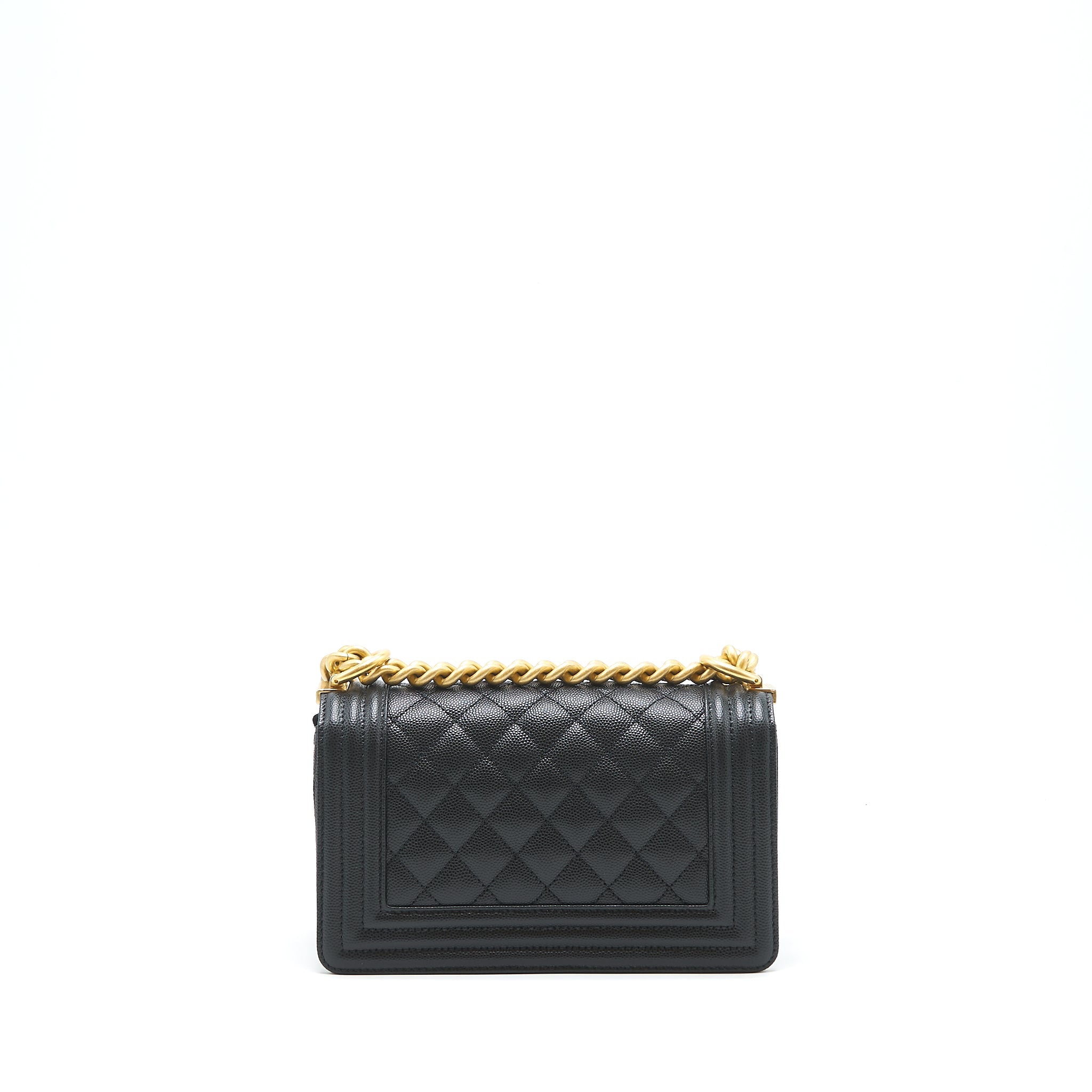 CHANEL SMALL BOY BAG CAVIAR BLACK GHW (MICROCHIP)