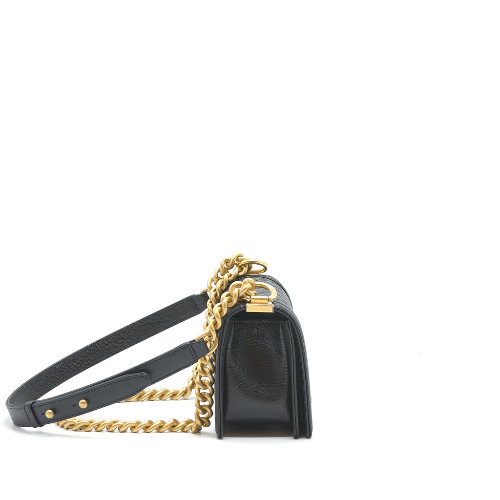 CHANEL SMALL BOY BAG CAVIAR BLACK GHW (MICROCHIP)
