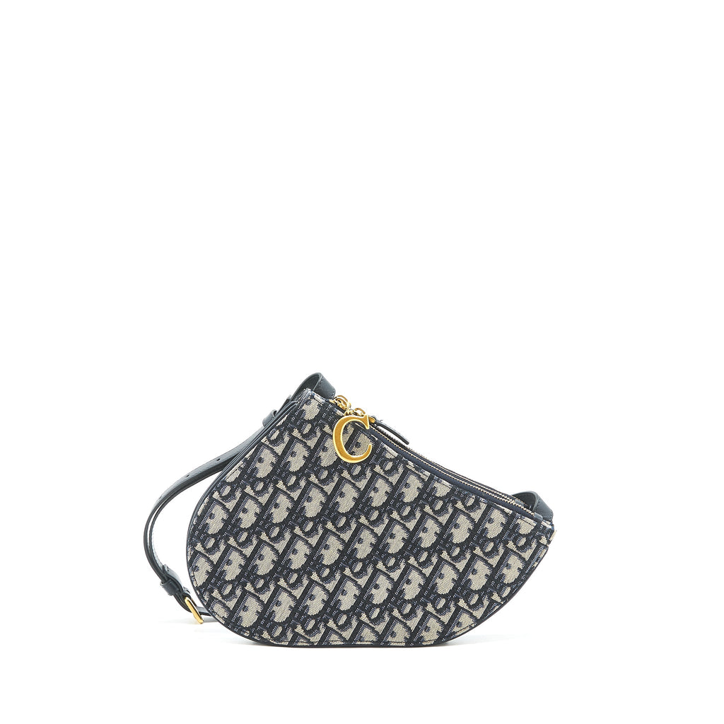 DIOR SADDLE TRIO CROSSBODY POUCH BLUE OBLIQUE