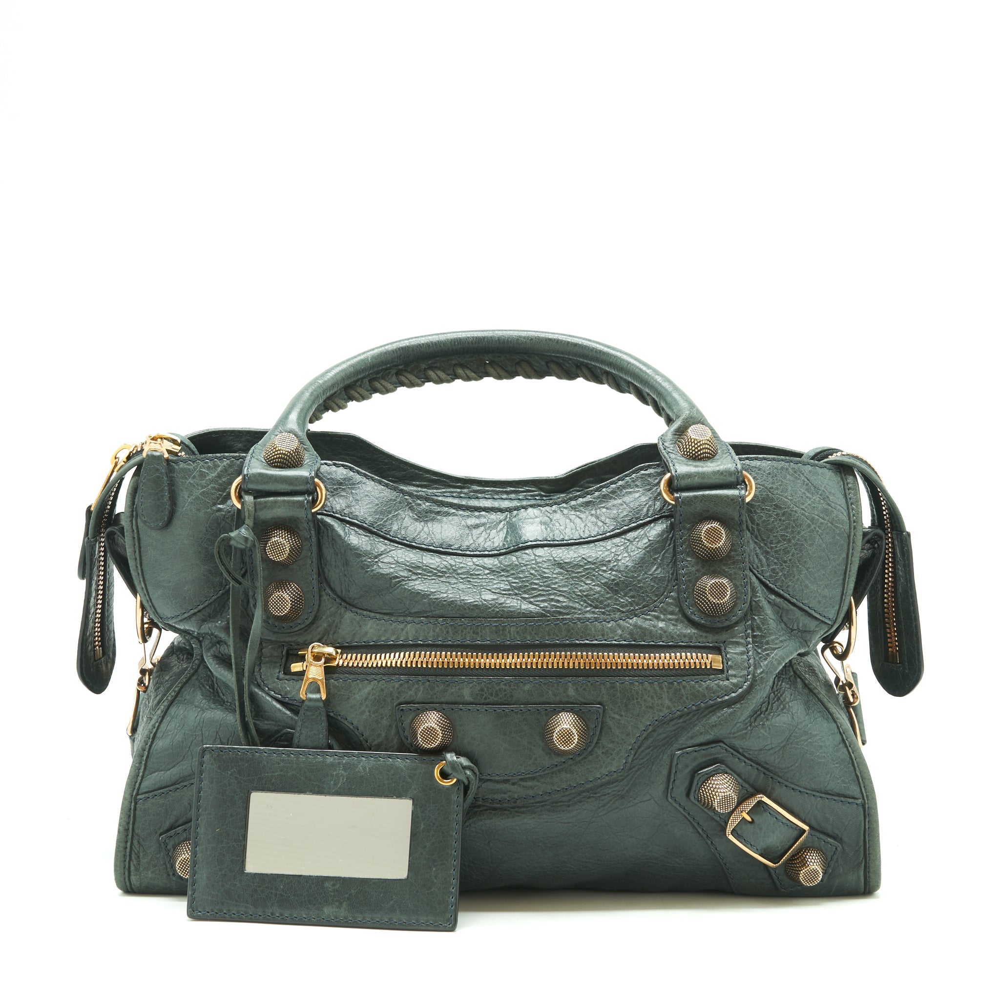 BALENCIAGA TOTE BAG DARK GREY WITH GIANT STUD HARDWARE