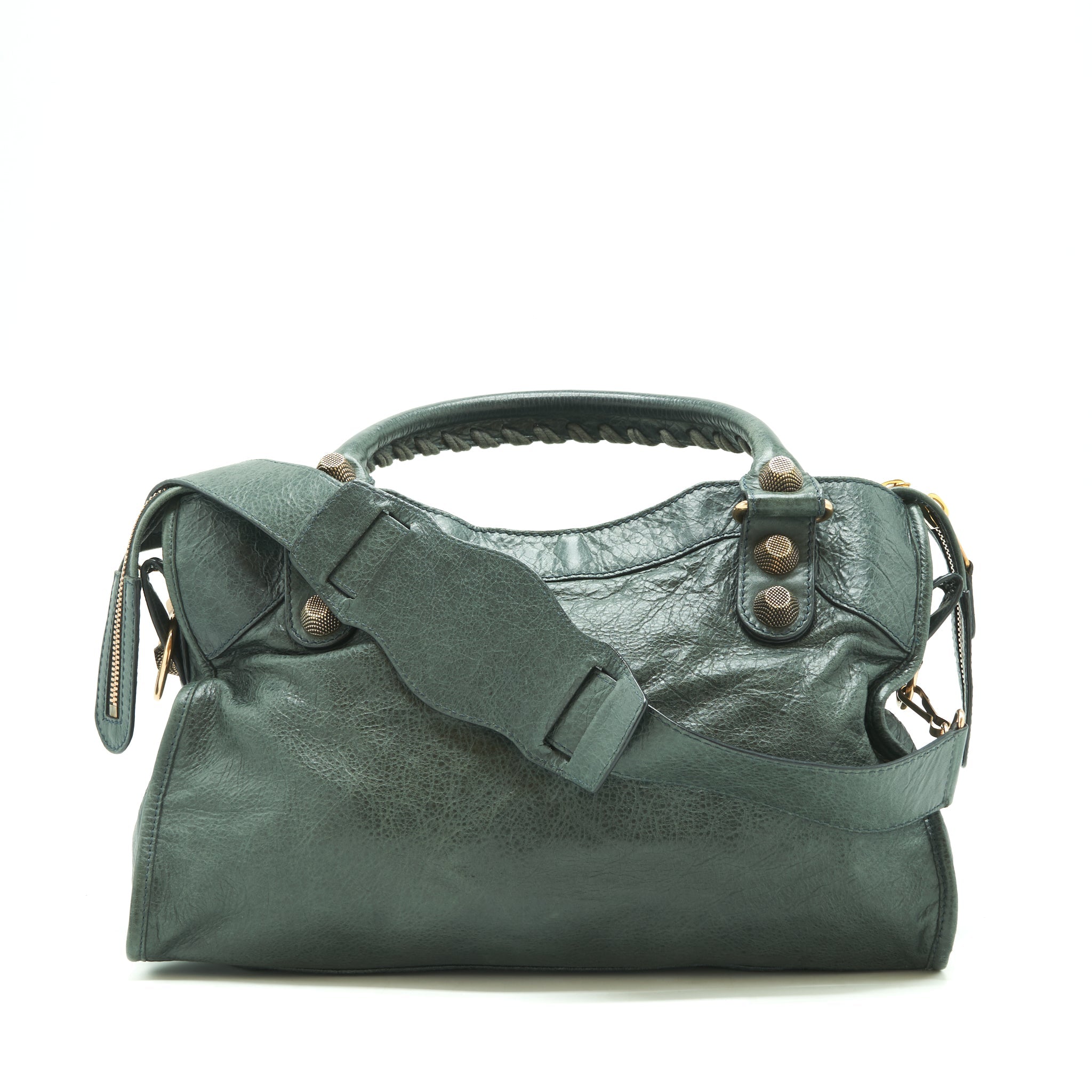 BALENCIAGA TOTE BAG DARK GREY WITH GIANT STUD HARDWARE