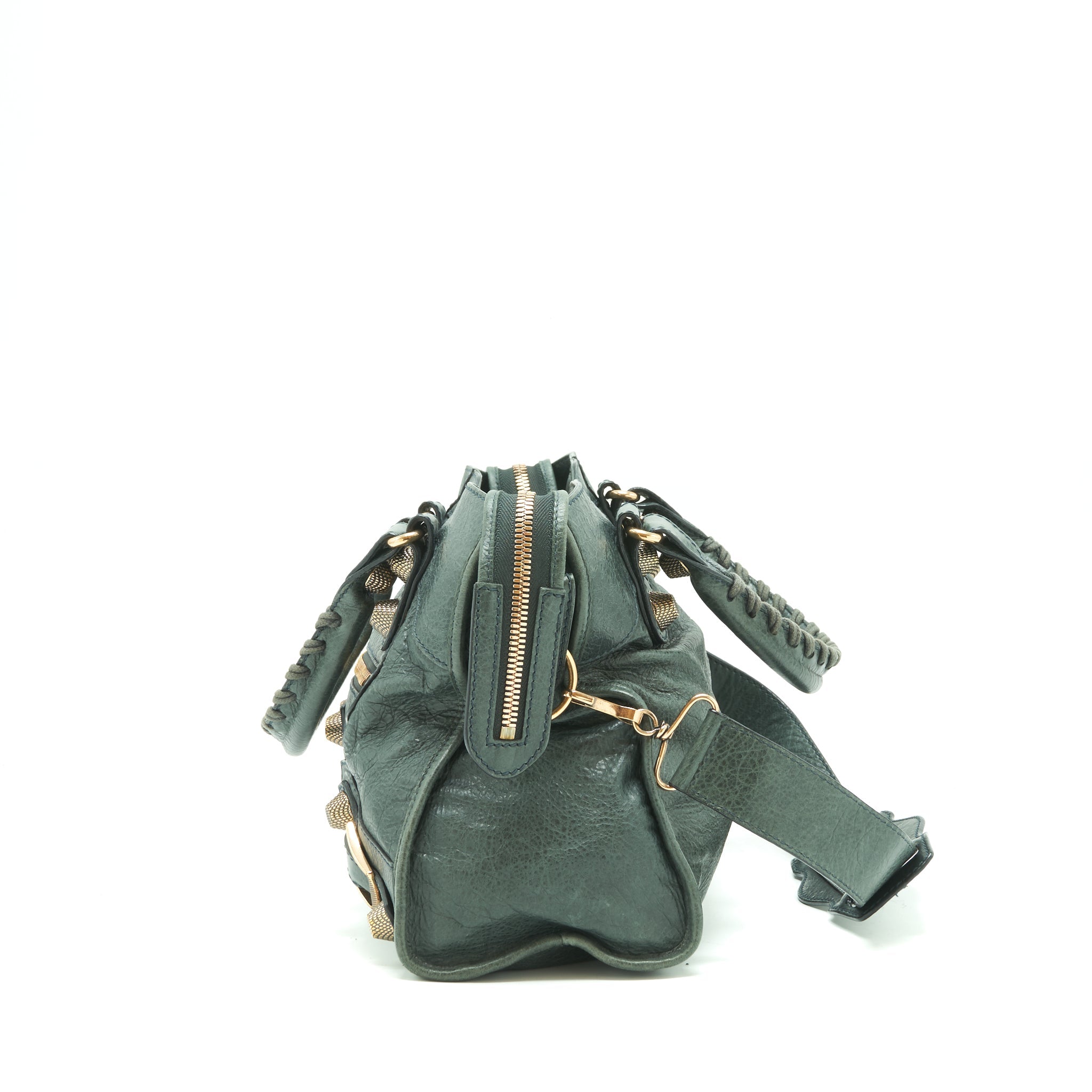 BALENCIAGA TOTE BAG DARK GREY WITH GIANT STUD HARDWARE