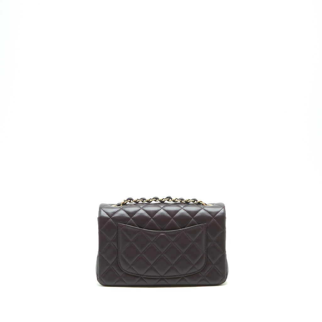 CHANEL MINI RECTANGULAR FLAP BAG LAMBSKIN 16B DARK PURPLE LGHW