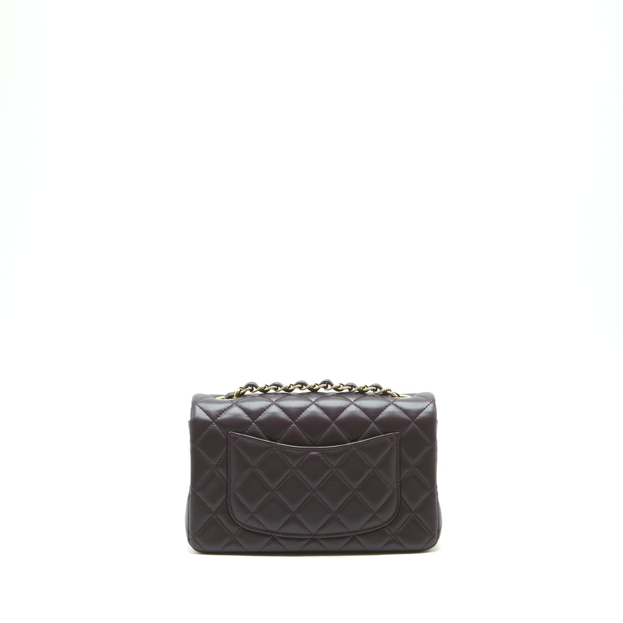 CHANEL MINI RECTANGULAR FLAP BAG LAMBSKIN 16B DARK PURPLE LGHW