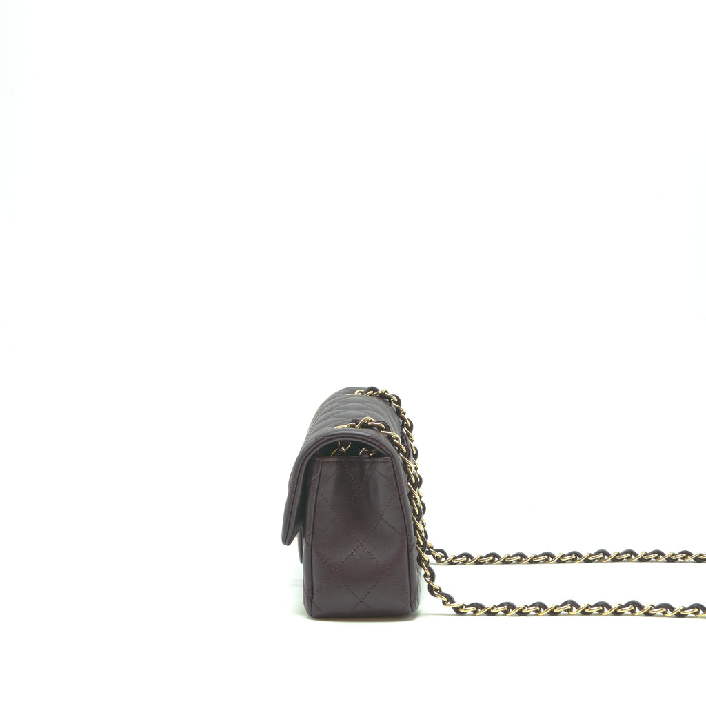 CHANEL MINI RECTANGULAR FLAP BAG LAMBSKIN 16B DARK PURPLE LGHW