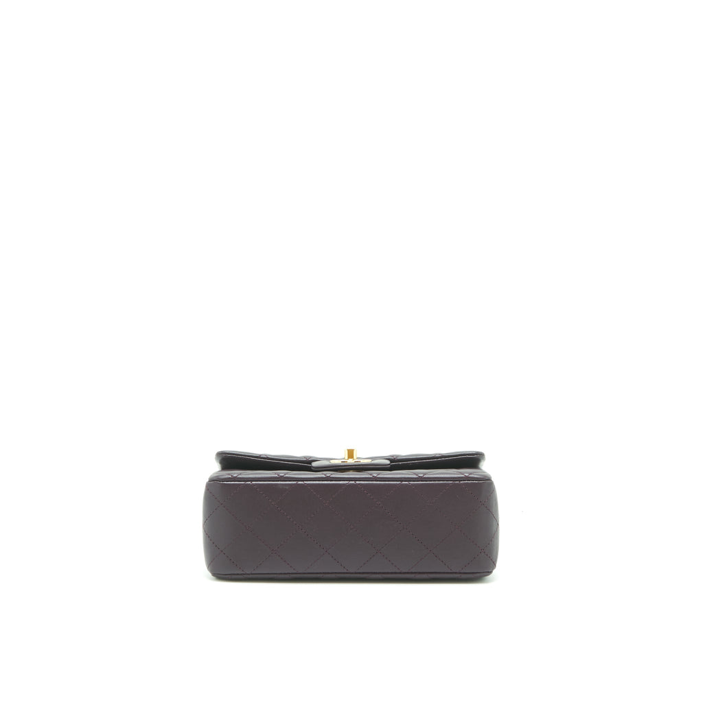 CHANEL MINI RECTANGULAR FLAP BAG LAMBSKIN 16B DARK PURPLE LGHW