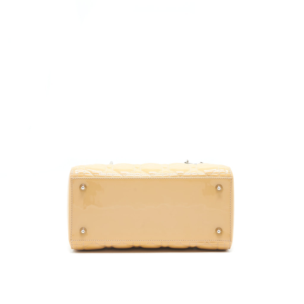 CHRISTIAN DIOR MEDIUM LADY DIOR PATENT LEATHER BEIGE WITH SHW