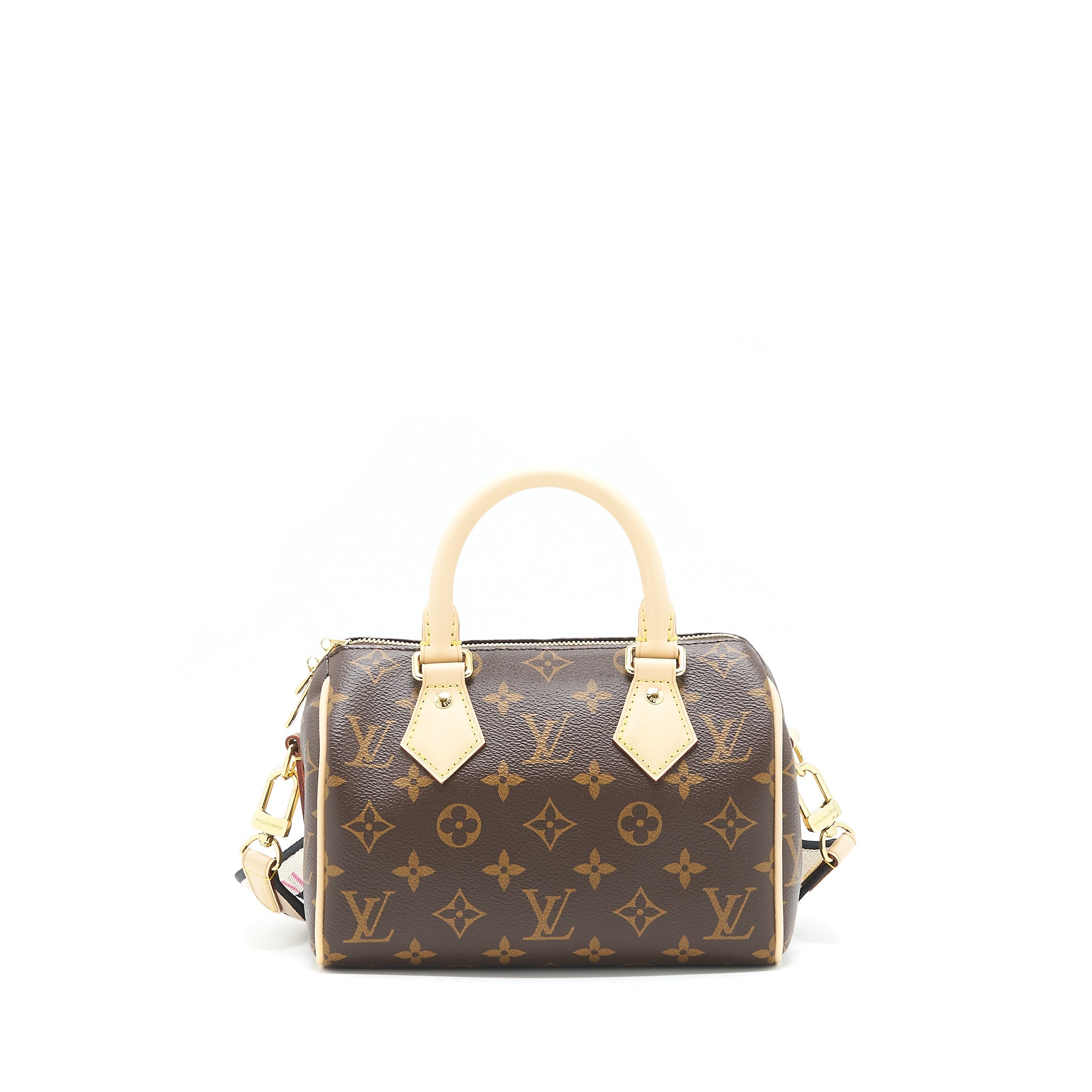 LOUIS VUITTON SPEEDY BANDOULIERE 20 MONOGRAM CANVAS BLACK STRAP