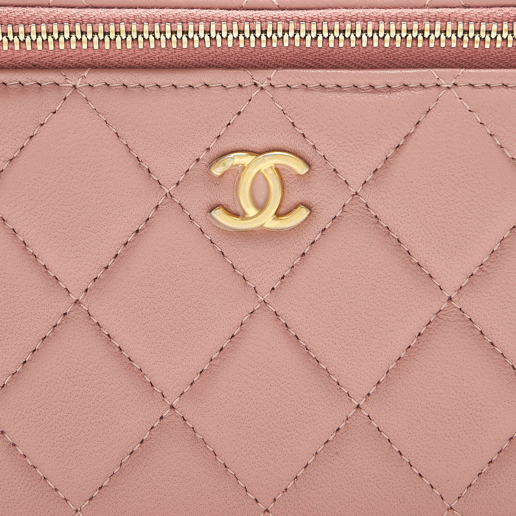 CHANEL 21B PEARL CRUSH LONG VANITY WITH CHAIN DARK PINK GHW