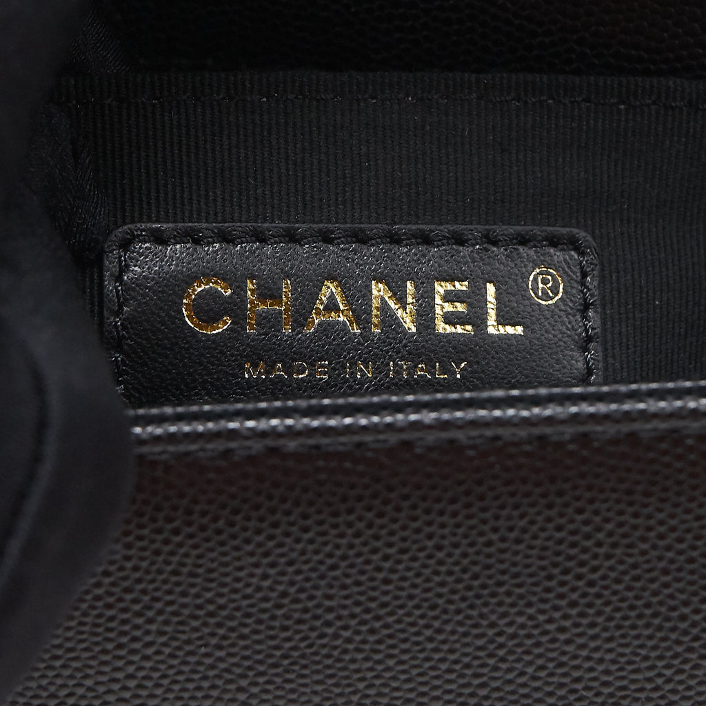 CHANEL SMALL BOY BAG CAVIAR BLACK GHW (MICROCHIP)