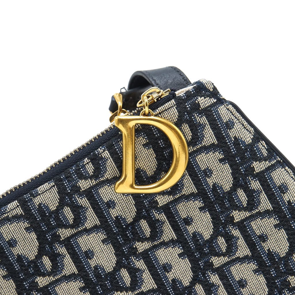 DIOR SADDLE TRIO CROSSBODY POUCH BLUE OBLIQUE